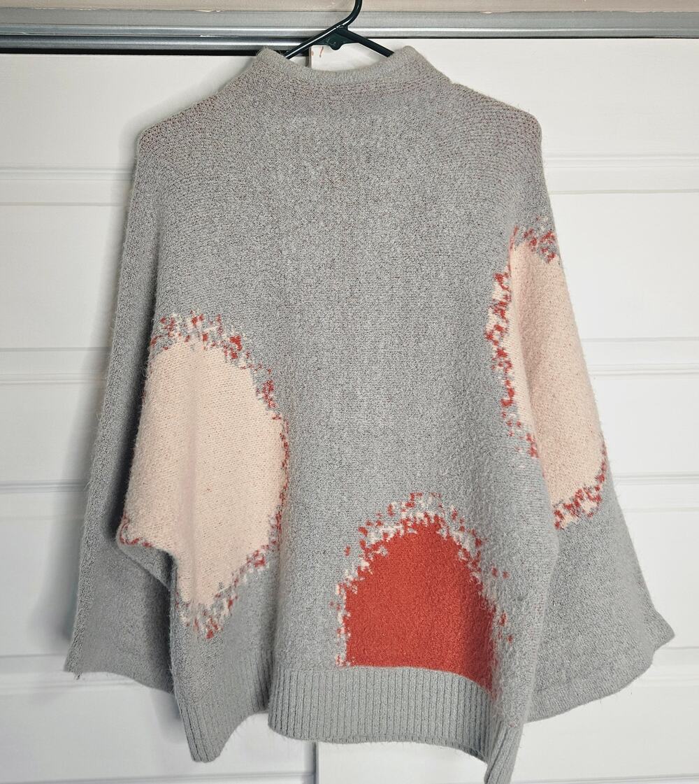 World Market Abstract Colorblock Circle Knit Oversized Sweater One Size